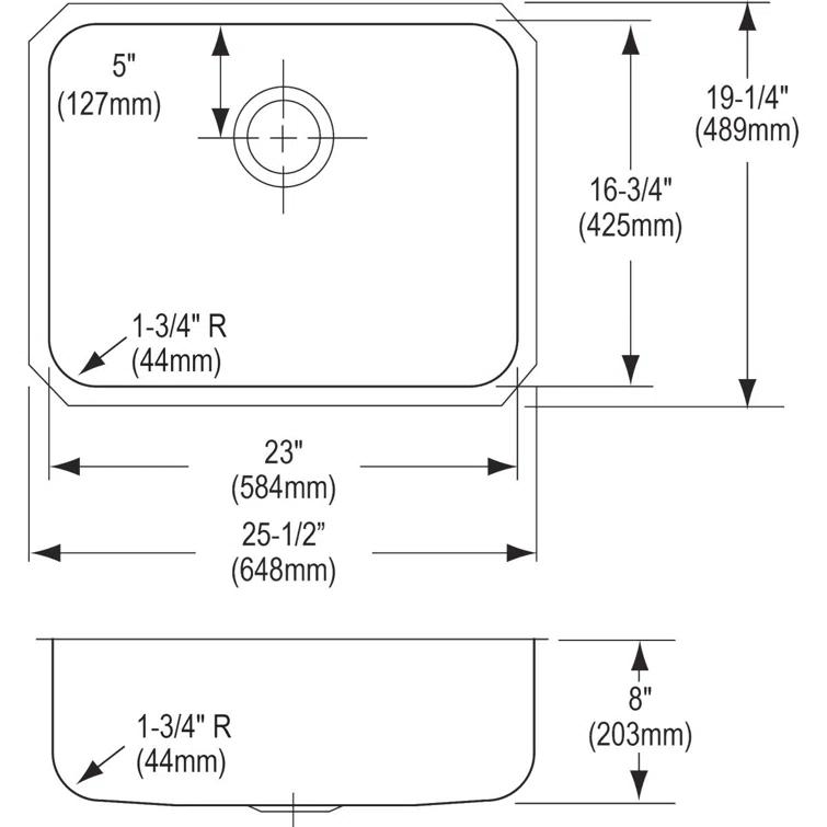 Lustertone 26" L x 19" W Undermount Kitchen Sink