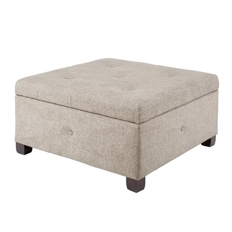 Della Button Tufted Square Storage Ottoman