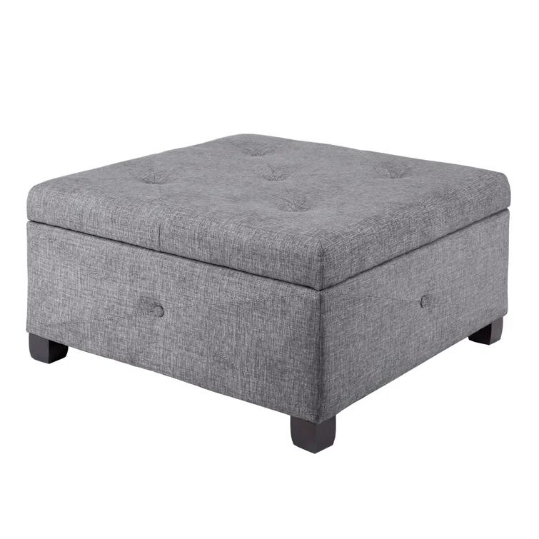 Della Button Tufted Square Storage Ottoman