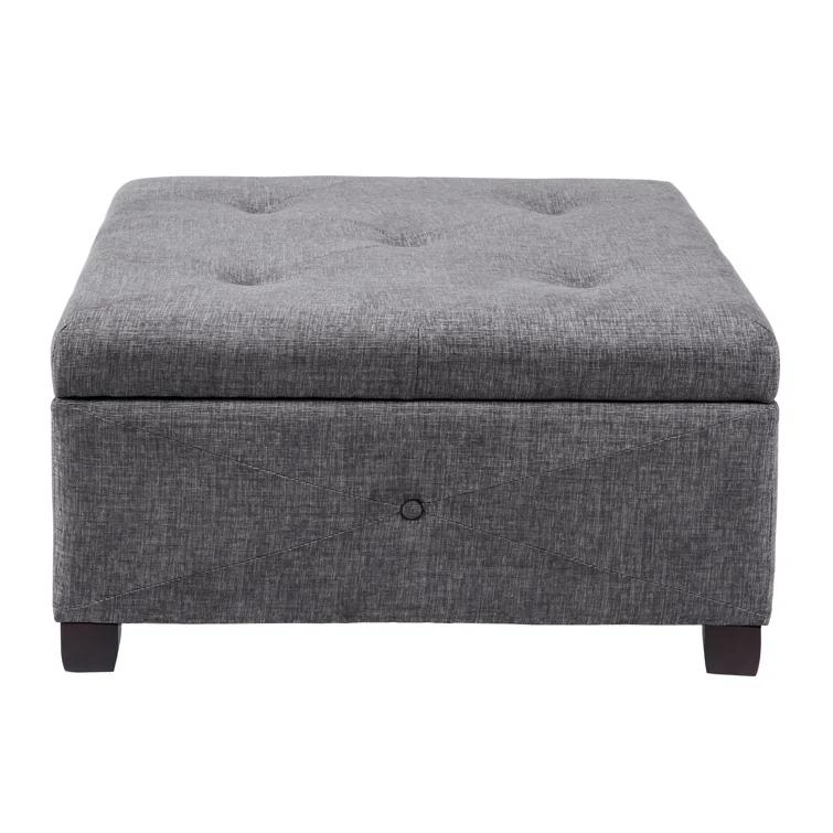 Della Button Tufted Square Storage Ottoman