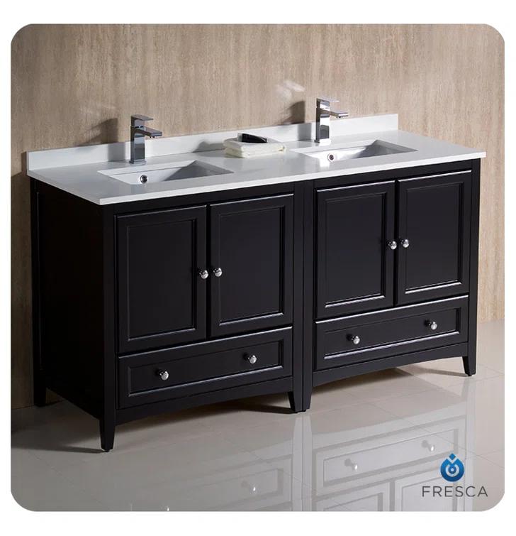 Oxford 60" Freestanding Double Sink Bathroom Vanity with Top and Sinks (Faucets Not Included)