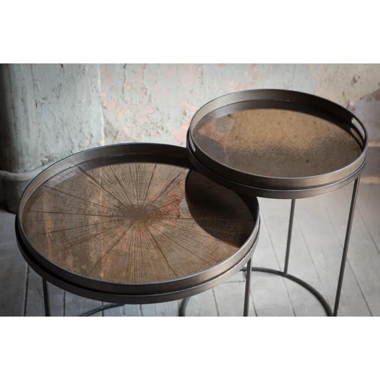 Small Bronze Mirror Round Decorative Tray