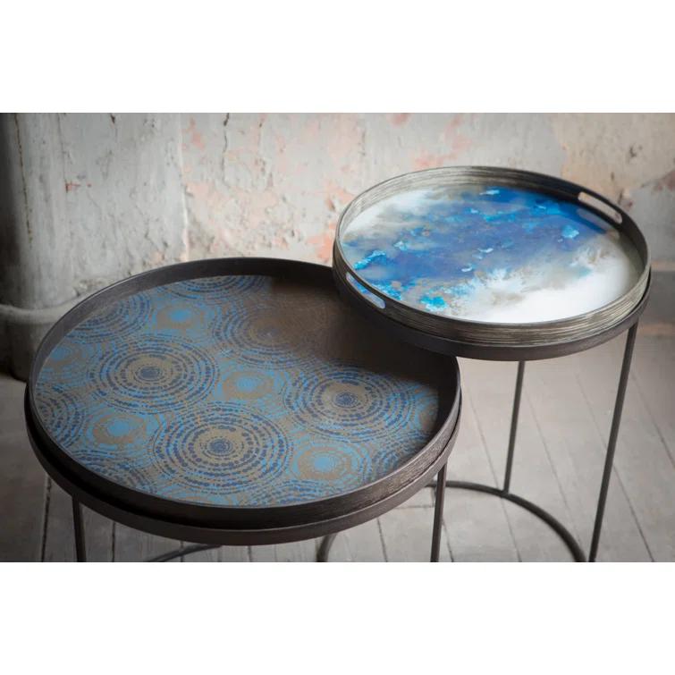 19-Inch Blue Mist Glass Decorative Tray