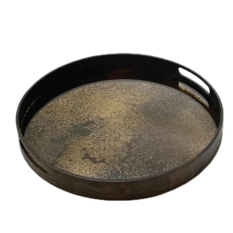 Small Bronze Mirror Round Decorative Tray