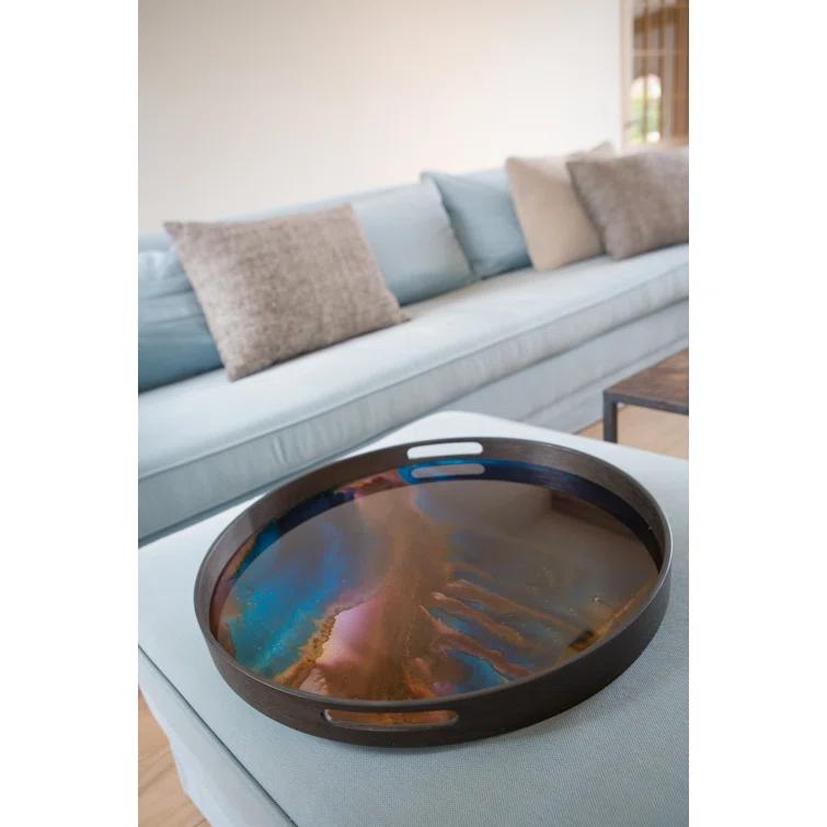19-Inch Indigo Mirror Glass Decorative Tray