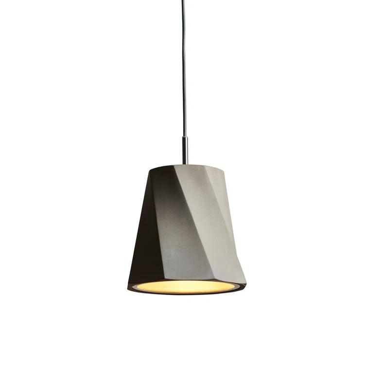 Gray Concrete Mini Pendant Light with Chrome Accents