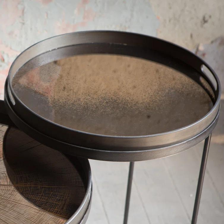 Small Bronze Mirror Round Decorative Tray