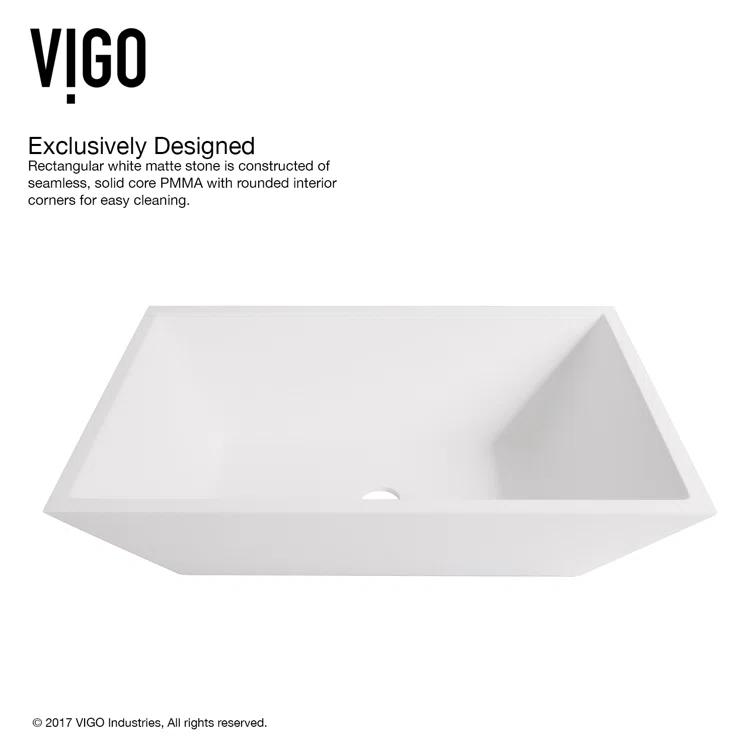 Vinca 18" L x 14" W x 5" H Matte White Handmade Rectangular Vessel Bathroom Sink