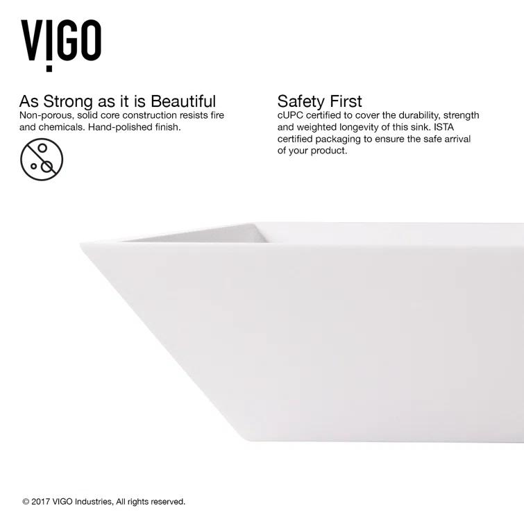 Vinca 18" L x 14" W x 5" H Matte White Handmade Rectangular Vessel Bathroom Sink