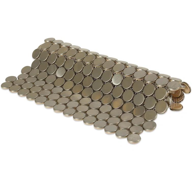Stainless Steel 0.75" x 0.75" Stainless Steel Penny Round Mosaic Wall Tile