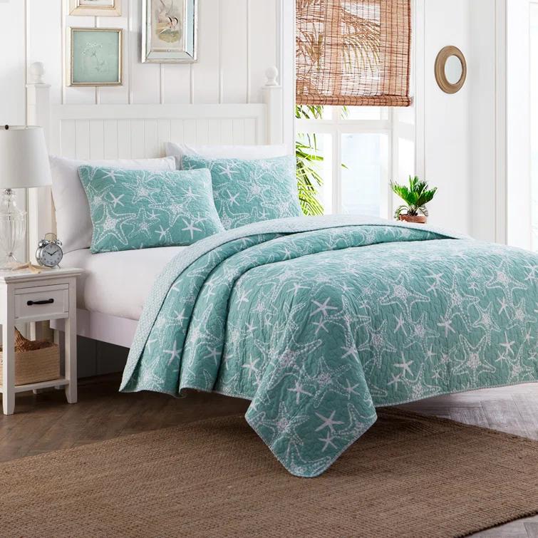 Design Studio DESIGN STUDIO Starfish Aqua All-Season Reversible Cotton Quilt Set