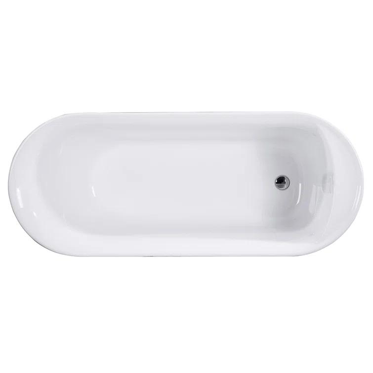 Kingston Brass Aqua Eden 66-Inch Acrylic Oval Double Ended Freestanding Tub with Drain and Anti-Skid Surface