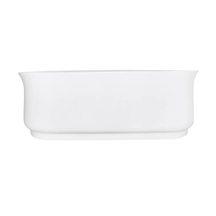 Kingston Brass Aqua Eden 66-Inch Acrylic Oval Double Ended Freestanding Tub with Drain and Anti-Skid Surface