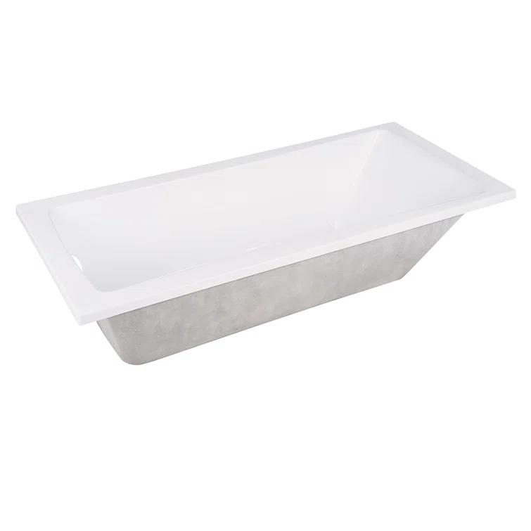 Kingston Brass XVTPN593017 Kingston Brass Aqua Eden 59-Inch Acrylic Rectangular Drop-In Tub with Drain