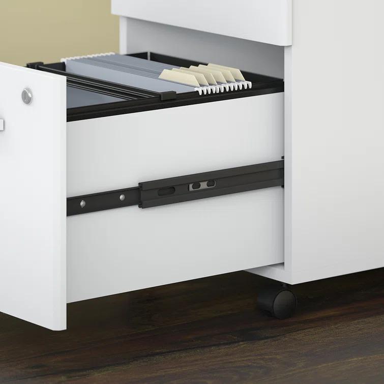 Bush Business Furniture Studio C L Shaped Desk with Mobile File Cabinet and Return
