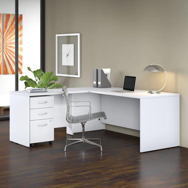Bush Business Furniture Studio C L Shaped Desk with Mobile File Cabinet and Return