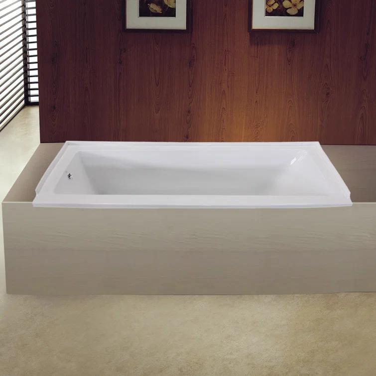 Kingston Brass Aqua Eden 60-Inch Acrylic Rectangular Drop-In Tub