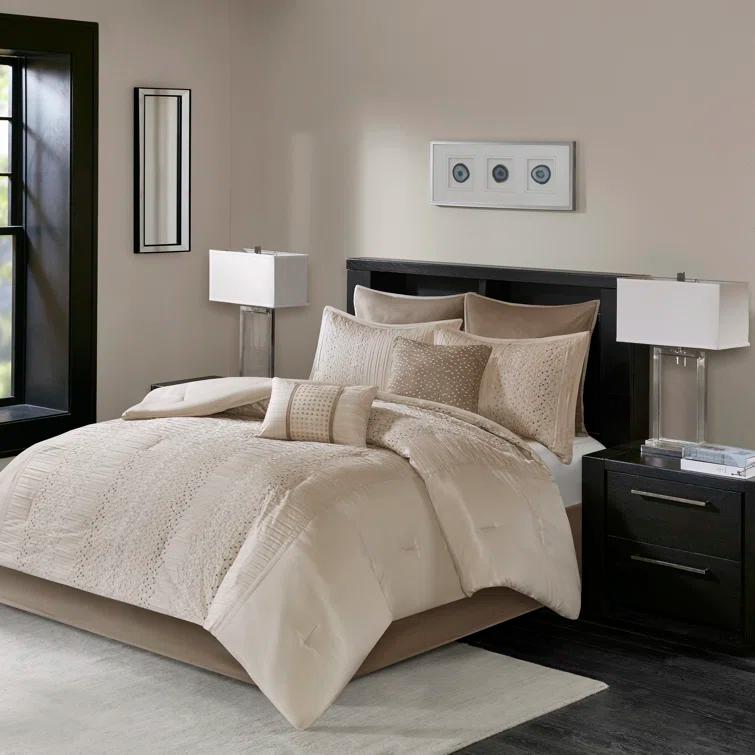 Madison Park Camelia 8 Piece Embroidered Comforter Set