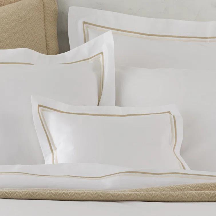 Twin Charcoal Cotton Percale Duvet Cover with Satin Stitch