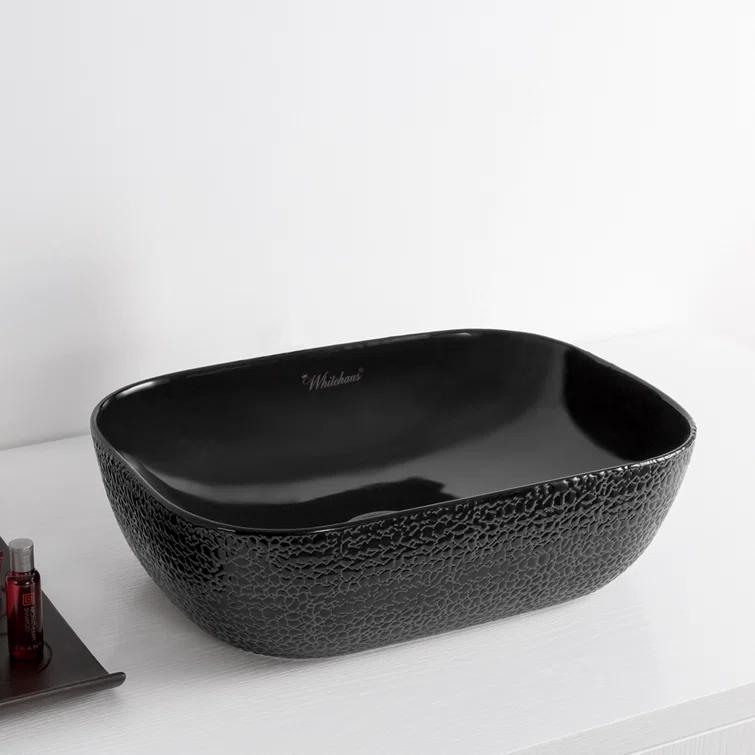 Whitehaus Collection Isabella Plus 15.75'' Black Vitreous China Rectangular Bathroom Sink