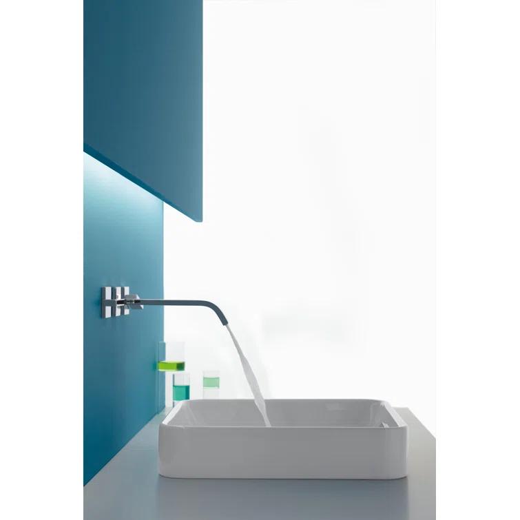 Vox® Ceramic Square Vessel Bathroom Sink with Overflow