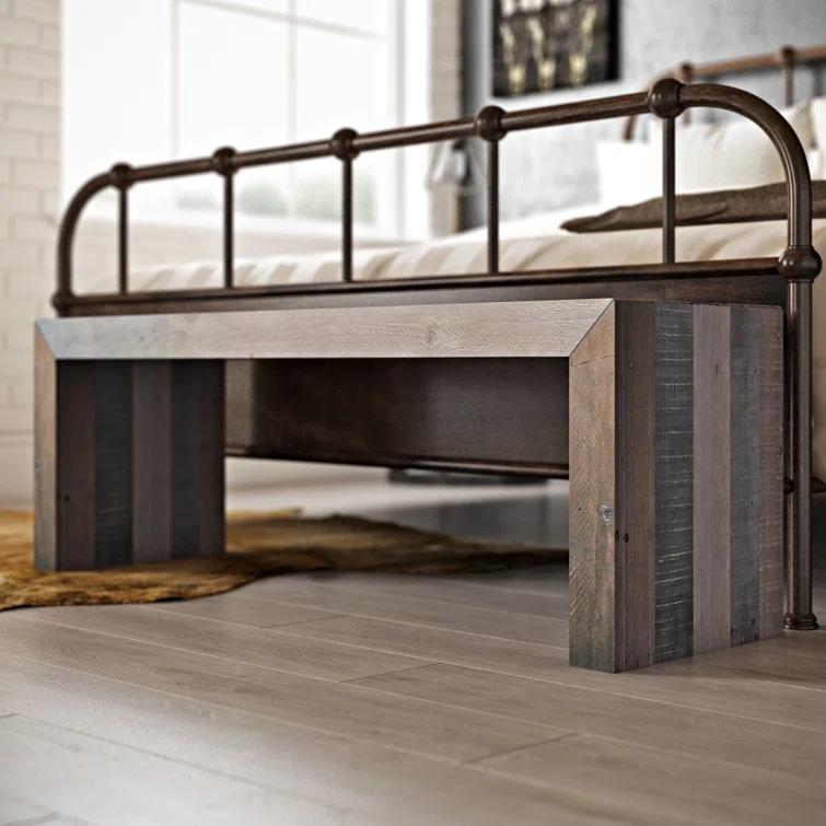 Transitional Rustic Recycled Pine 71'' Bench in Gray