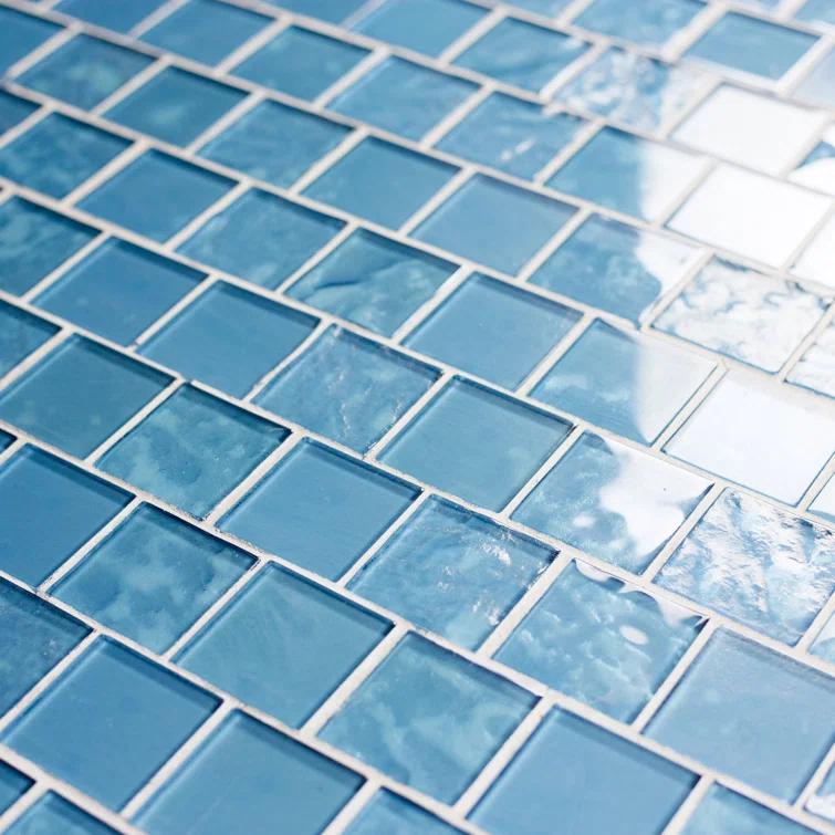 Landscape 2 in. x 2 in. Translucent Glass Plastic Face Mounted Brick Mosaic Designer Pool Tile