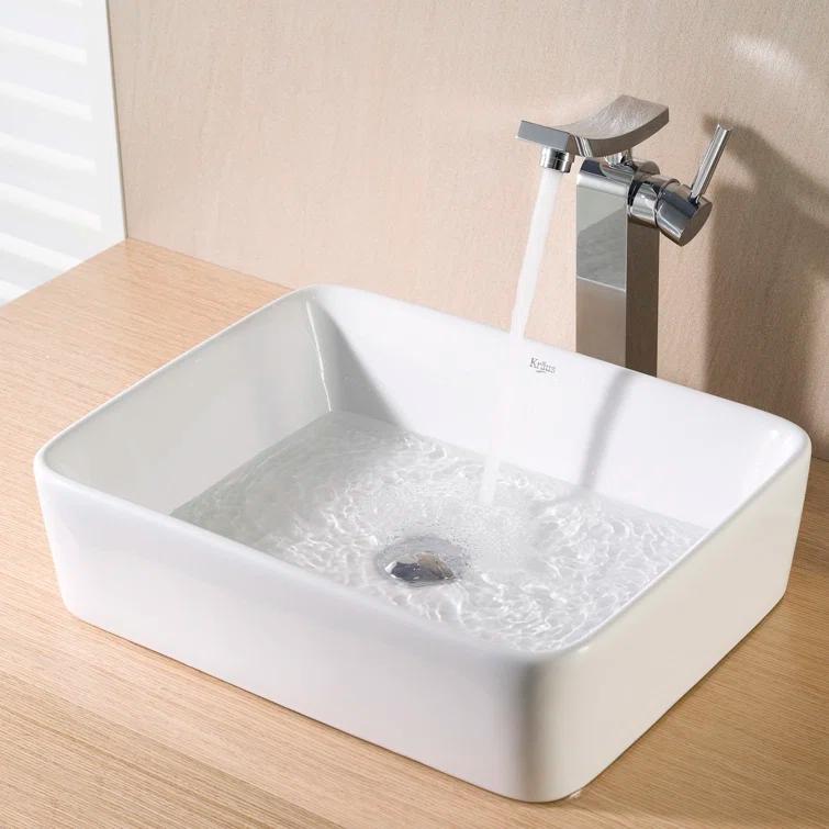 Ceramic Rectangular Vessel Bathroom Sink