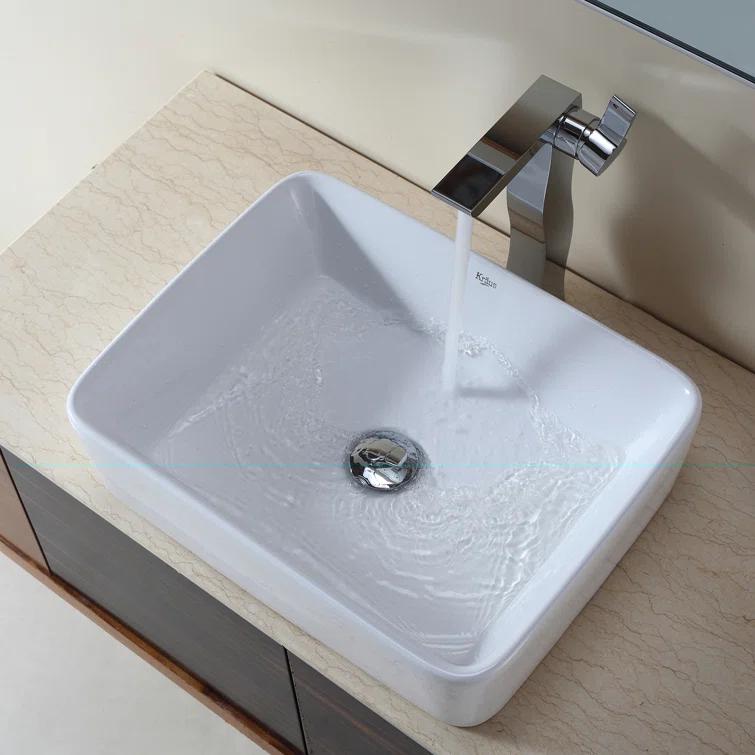 Ceramic Rectangular Vessel Bathroom Sink