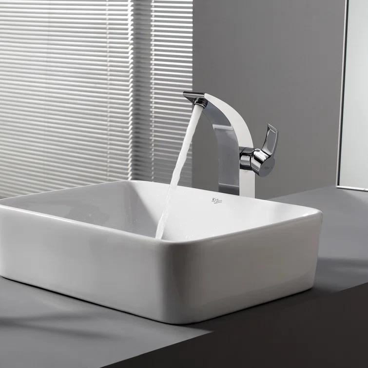 Ceramic Rectangular Vessel Bathroom Sink
