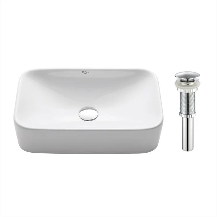 Ceramic Ceramic Rectangular Vessel Bathroom Sink