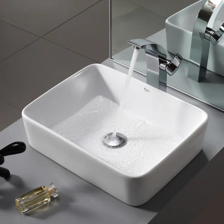 Ceramic Rectangular Vessel Bathroom Sink