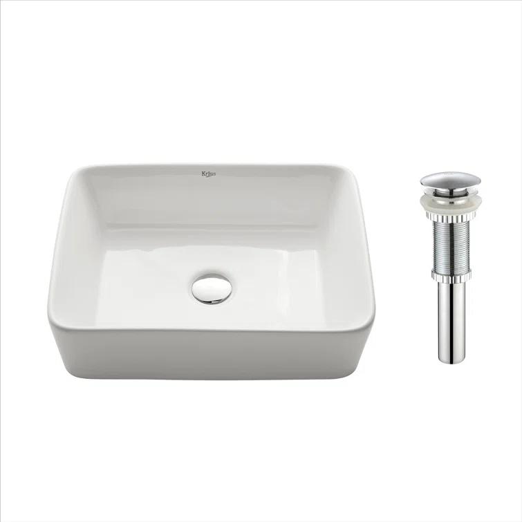 Ceramic Rectangular Vessel Bathroom Sink