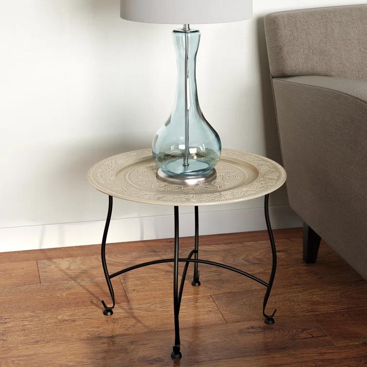 Butler Specialty Metalworks Moroccan Round Tray Table In Silver