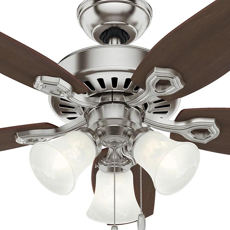 Hunter Fan 42" Builder 5 - Blade Standard Ceiling Fan with Pull Chain and Light Kit Included