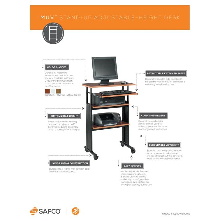 MUV Adjustable Stand-Up Workstation AV Cart