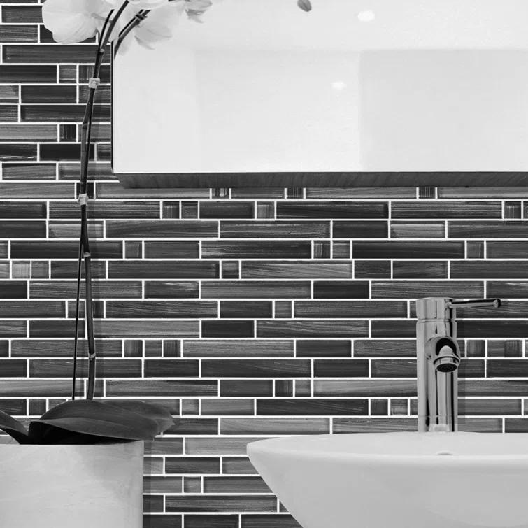 Abolos Handicraft 12 in. x 12 in. Stained Glass Straight Edge Linear Mosaic Wall & Pool Tile