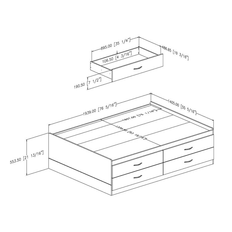 Step One Full Platform Bed with Drawers