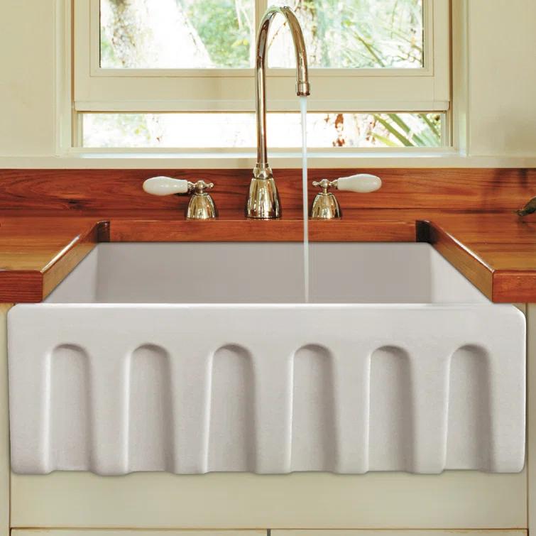 24'' L Flush Single Bowl Fireclay Kitchen Sink