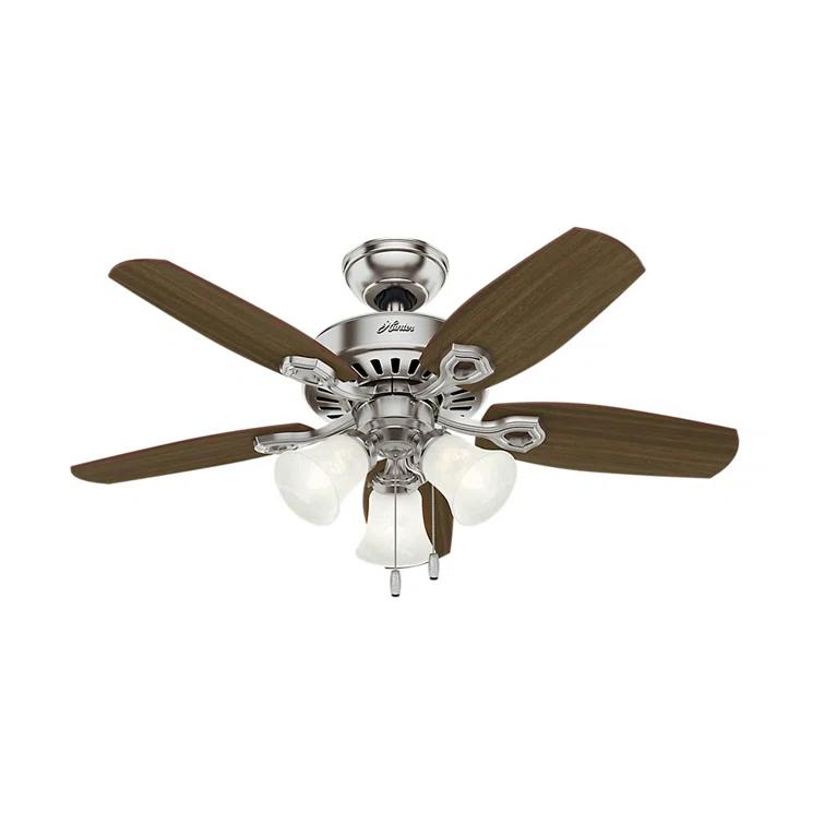 Hunter Fan 42" Builder 5 - Blade Standard Ceiling Fan with Pull Chain and Light Kit Included