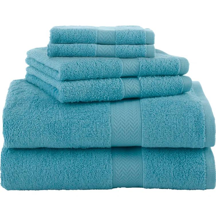 Martex 6 Piece Luxury Cotton Towel Set, 2 Bath Towels, 2 Hand Towels, 2 Washcloths 500 GSM 100% Ring Spun Cotton Highly Absorbent Soft Towels for Bathroom For Everyday Use, Hotel & Spa