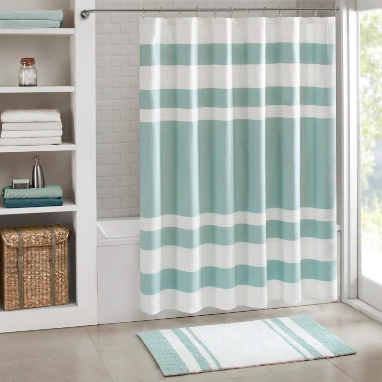 Spa Waffle Shower Curtain with 3M Treatment