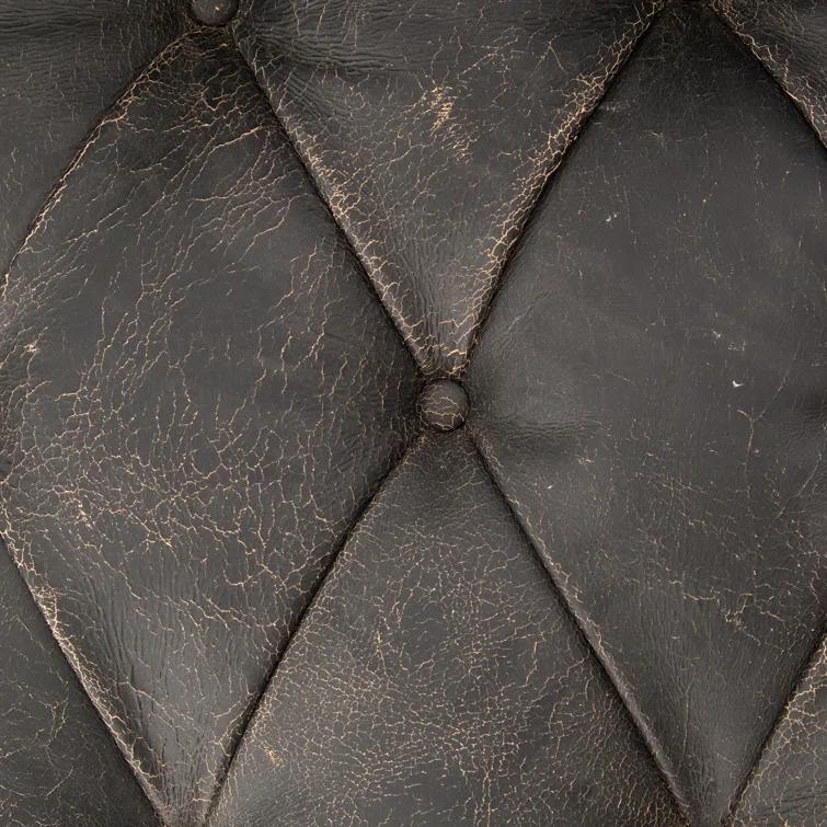 Afia Leather Sofa, Distressed Black
