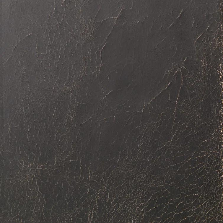 Afia Leather Sofa, Distressed Black