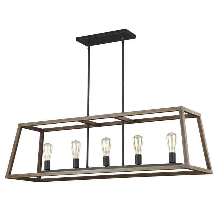 Buford Iron & Wood Linear Chandelier (50")