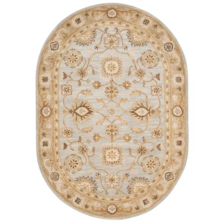 Antiquity AT856 Hand Tufted Area Rug - Light Blue/Sage - 4'6"x6'6" Oval - Safavieh.