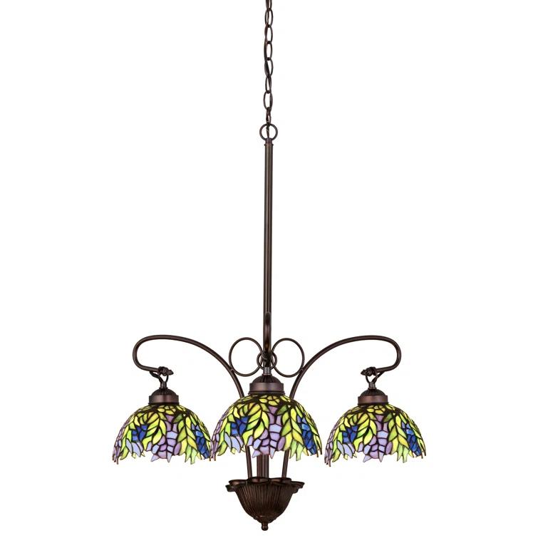 30 Inch Wide tiffany honey locust 3 lt Chandelier