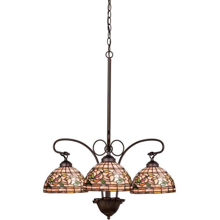Meyda Tiffany - 16107 - Three Light Chandelier - Tiffany Turning Leaf - Mahogany Bronze-135pack