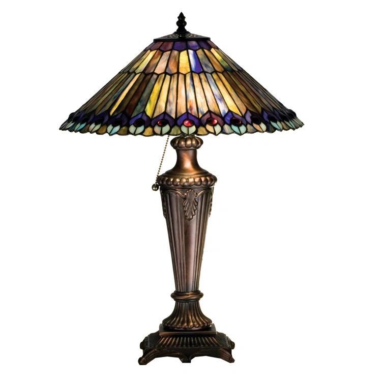 Meyda Tiffany 27563 Stained Glass / Tiffany Table Lamp From The Jeweled Peacock Collection