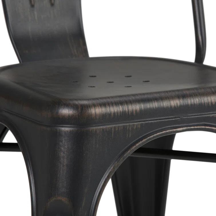 Simpli Home Fletcher Industrial Iron Dining Chair with Stackable Design and Protective Rubber Caps (Set of 2) (Set of 2)